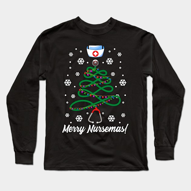 Nurse Christmas Tree Long Sleeve T-Shirt by KsuAnn